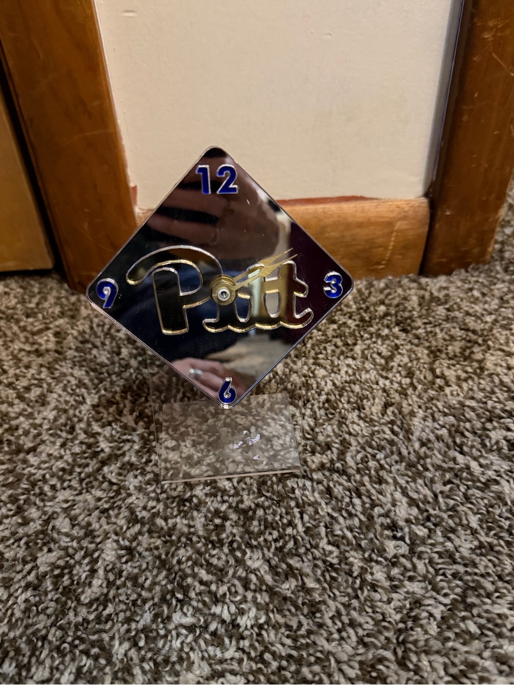 Pitt University of Pittsburgh Panthers Acrylic Desk Clock Quartz Gold Blue